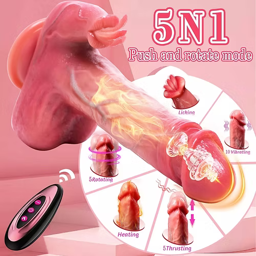 Waterproof Licking Vibrator Heating Thrusting Rotating Dildo Sex Toy For Women