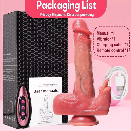 Waterproof Licking Vibrator Heating Thrusting Rotating Dildo Sex Toy For Women