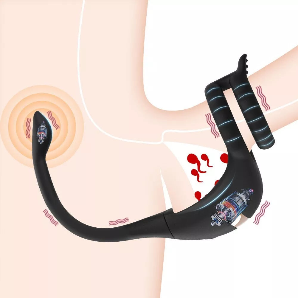 Penis Cock Ring Anal Vibrator Butt Plug Male Prostate Massager Sex Toys for Men