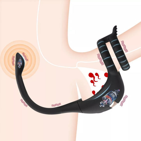 Penis Cock Ring Anal Vibrator Butt Plug Male Prostate Massager Sex Toys for Men