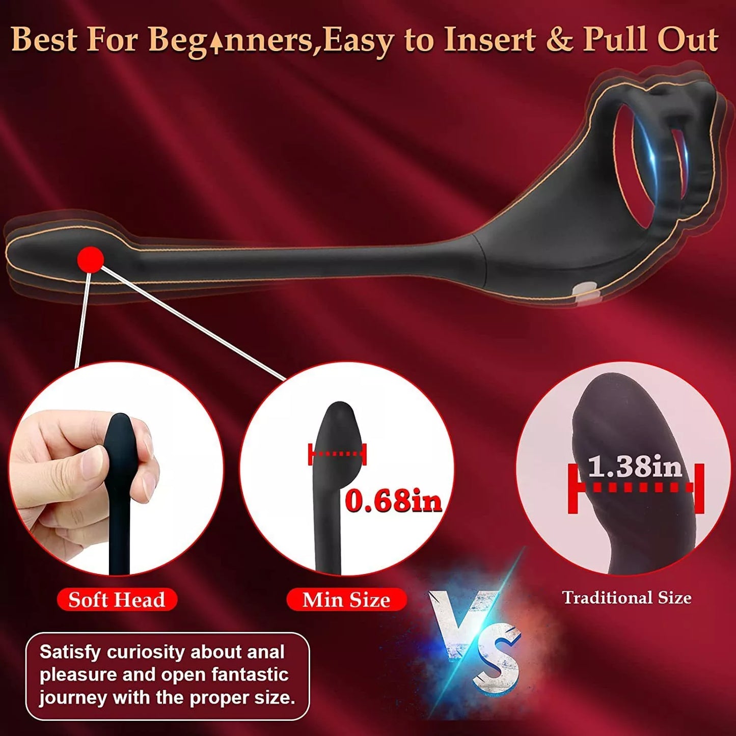 Penis Cock Ring Anal Vibrator Butt Plug Male Prostate Massager Sex Toys for Men