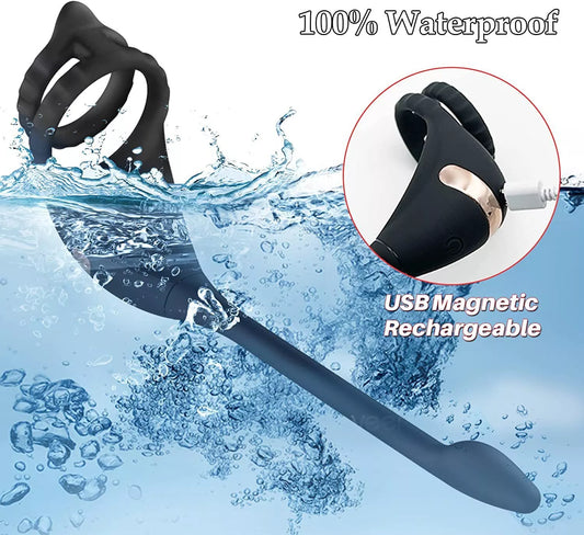 Penis Cock Ring Anal Vibrator Butt Plug Male Prostate Massager Sex Toys for Men